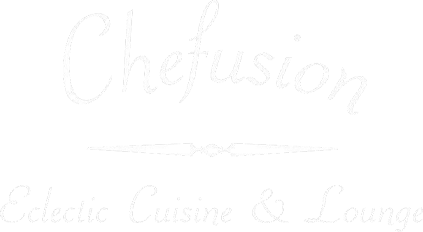 Logo in white for eclectic cuisine & lounge: Chefusion Restaurant and bar in Green Bay, Wisconsin